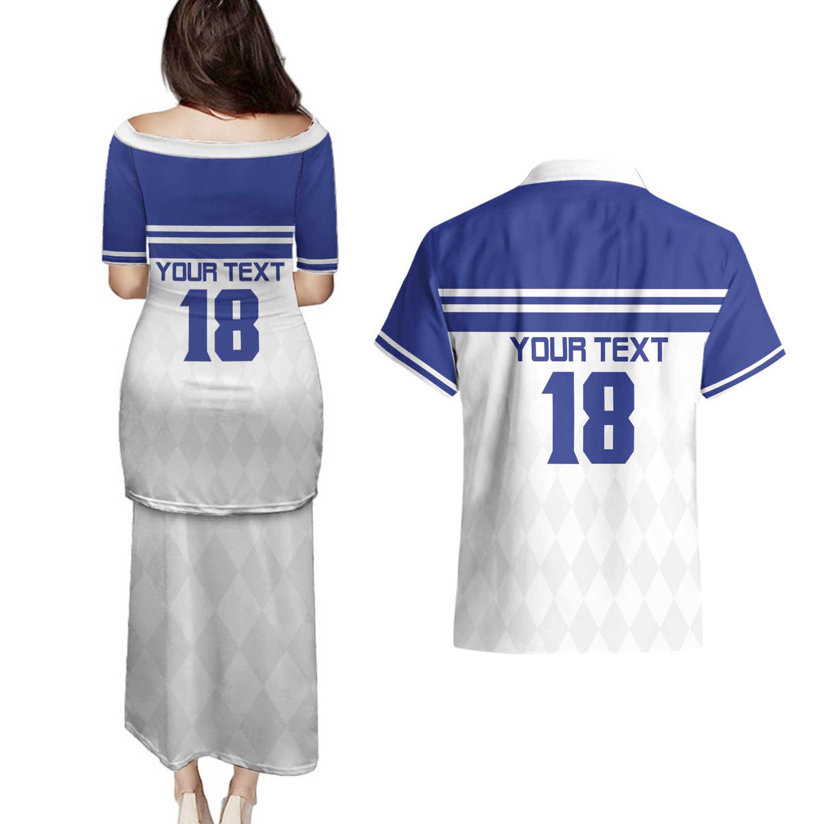 Custom Nicaragua Football Couples Matching Puletasi and Hawaiian Shirt La Azul y Blanco - Wonder Print Shop