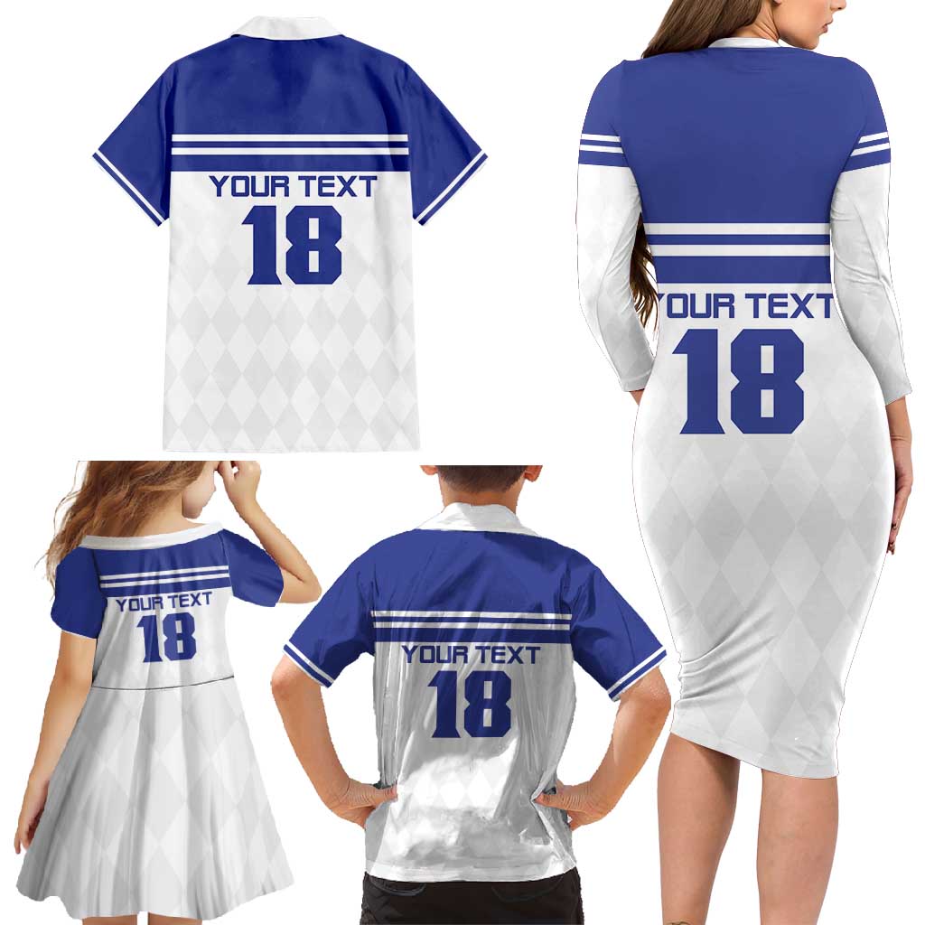 Custom Nicaragua Football Family Matching Long Sleeve Bodycon Dress and Hawaiian Shirt La Azul y Blanco - Wonder Print Shop