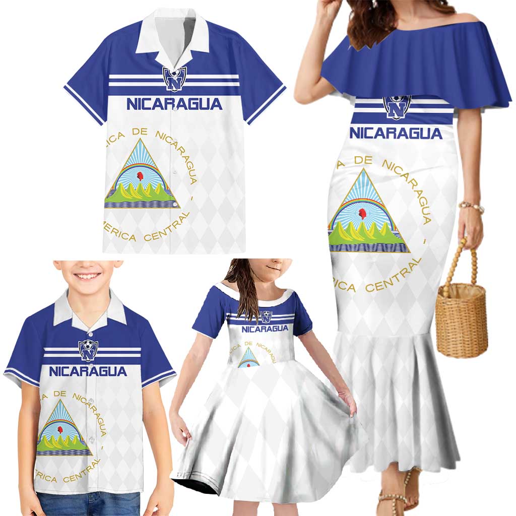 Custom Nicaragua Football Family Matching Mermaid Dress and Hawaiian Shirt La Azul y Blanco - Wonder Print Shop