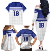 Custom Nicaragua Football Family Matching Off The Shoulder Long Sleeve Dress and Hawaiian Shirt La Azul y Blanco - Wonder Print Shop