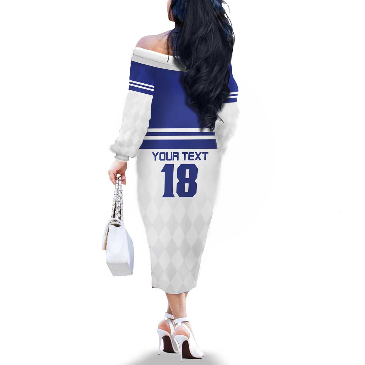 Custom Nicaragua Football Family Matching Off The Shoulder Long Sleeve Dress and Hawaiian Shirt La Azul y Blanco - Wonder Print Shop