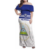 Custom Nicaragua Football Family Matching Off Shoulder Maxi Dress and Hawaiian Shirt La Azul y Blanco - Wonder Print Shop