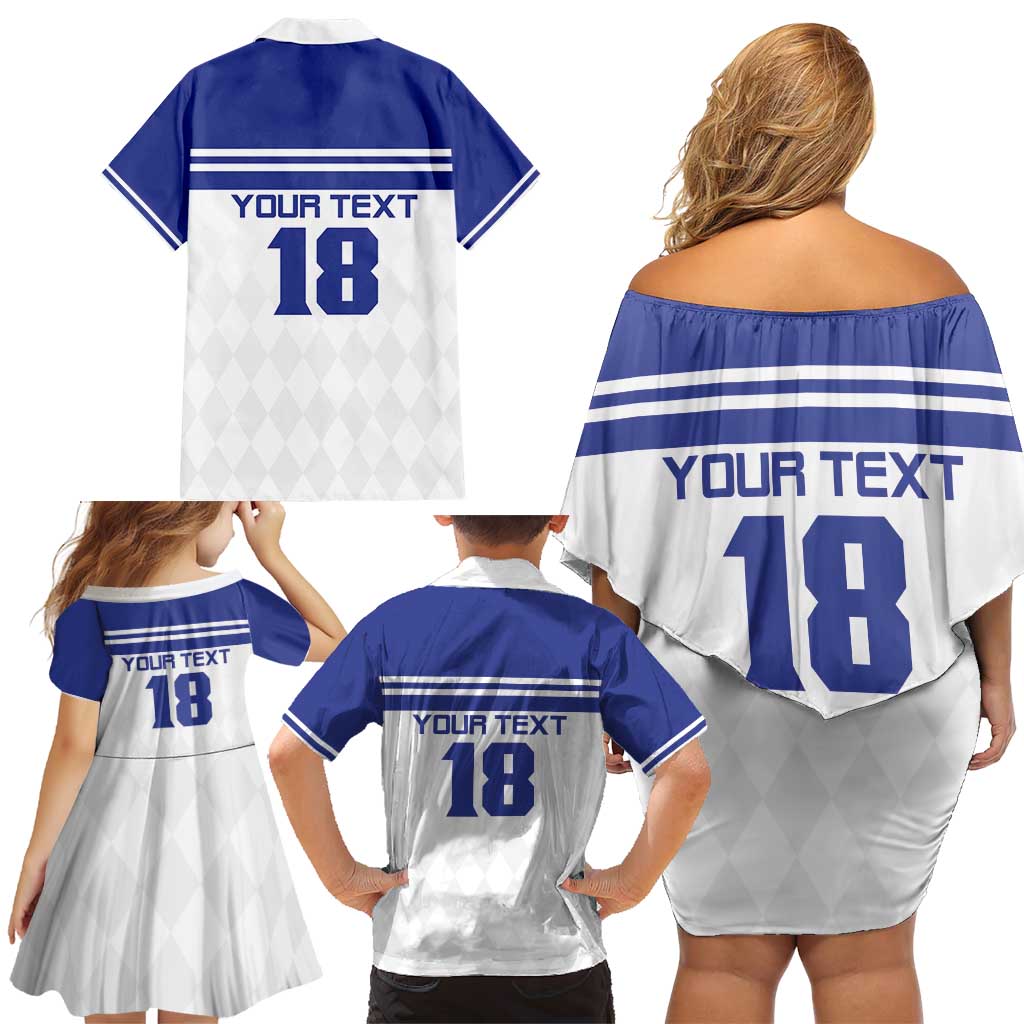 Custom Nicaragua Football Family Matching Off Shoulder Short Dress and Hawaiian Shirt La Azul y Blanco - Wonder Print Shop