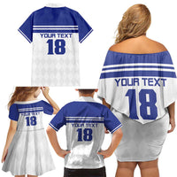Custom Nicaragua Football Family Matching Off Shoulder Short Dress and Hawaiian Shirt La Azul y Blanco - Wonder Print Shop