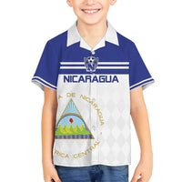 Custom Nicaragua Football Family Matching Off Shoulder Short Dress and Hawaiian Shirt La Azul y Blanco - Wonder Print Shop