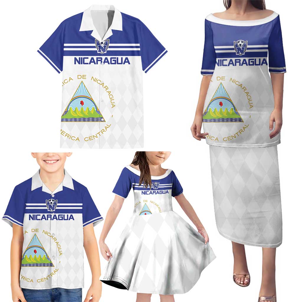 Custom Nicaragua Football Family Matching Puletasi and Hawaiian Shirt La Azul y Blanco - Wonder Print Shop