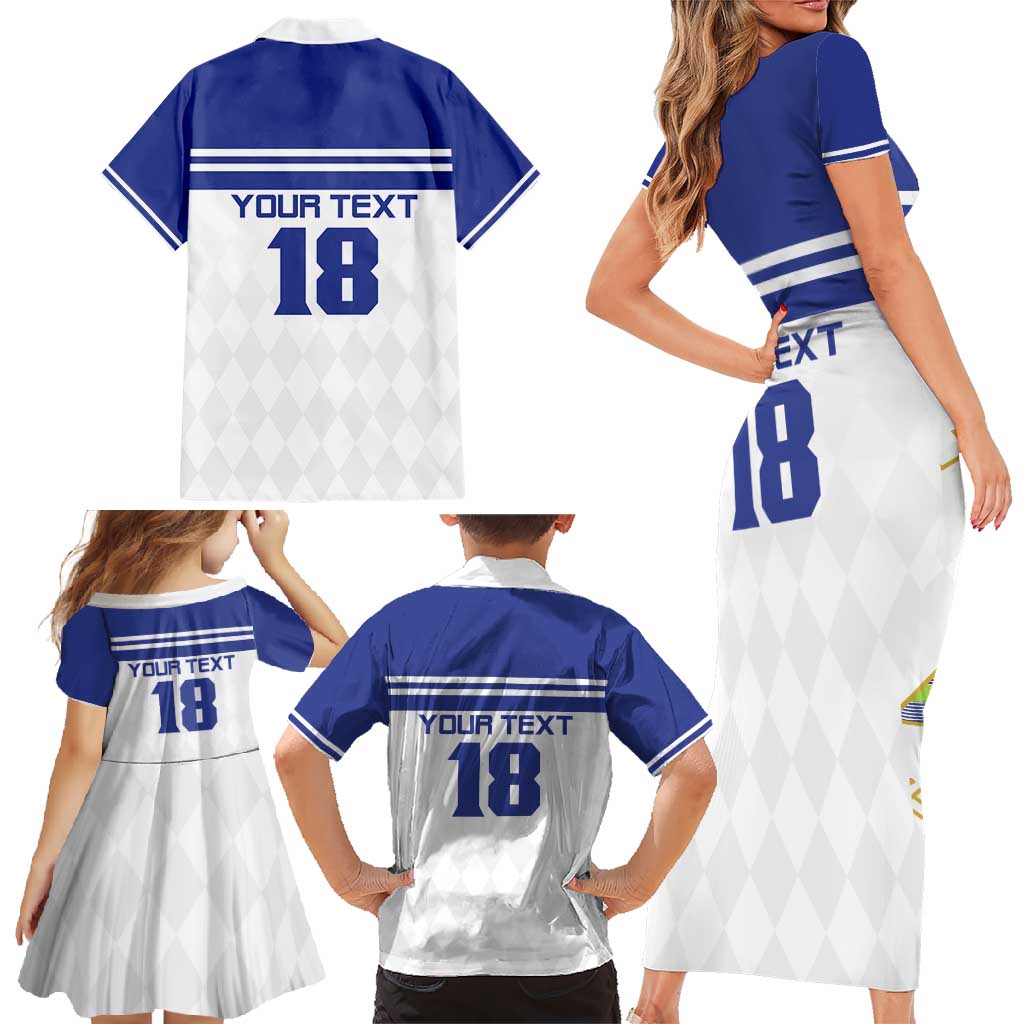 Custom Nicaragua Football Family Matching Short Sleeve Bodycon Dress and Hawaiian Shirt La Azul y Blanco - Wonder Print Shop
