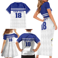 Custom Nicaragua Football Family Matching Short Sleeve Bodycon Dress and Hawaiian Shirt La Azul y Blanco - Wonder Print Shop