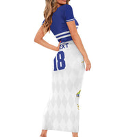 Custom Nicaragua Football Family Matching Short Sleeve Bodycon Dress and Hawaiian Shirt La Azul y Blanco - Wonder Print Shop