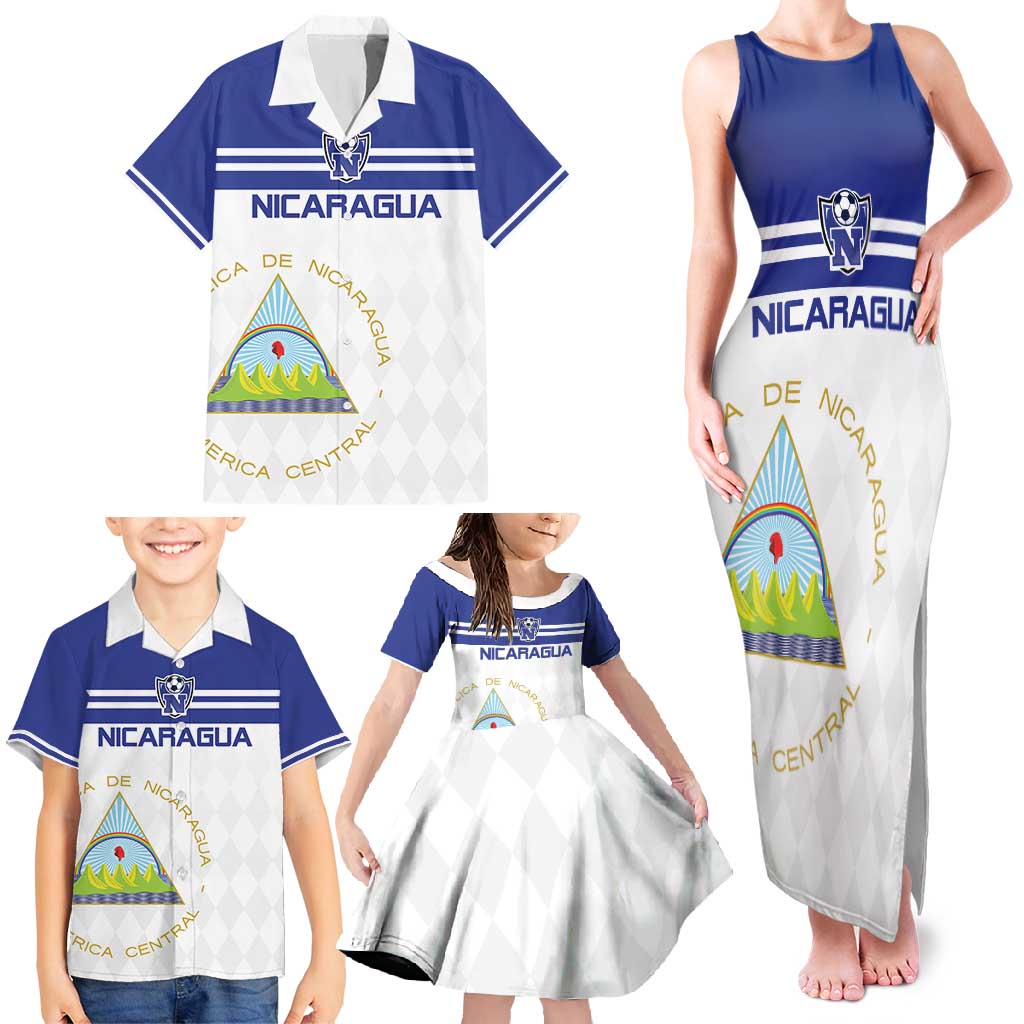 Custom Nicaragua Football Family Matching Tank Maxi Dress and Hawaiian Shirt La Azul y Blanco - Wonder Print Shop