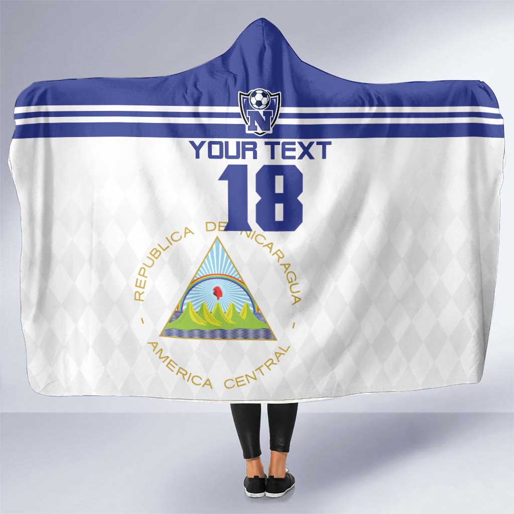Custom Nicaragua Football Hooded Blanket La Azul y Blanco - Wonder Print Shop