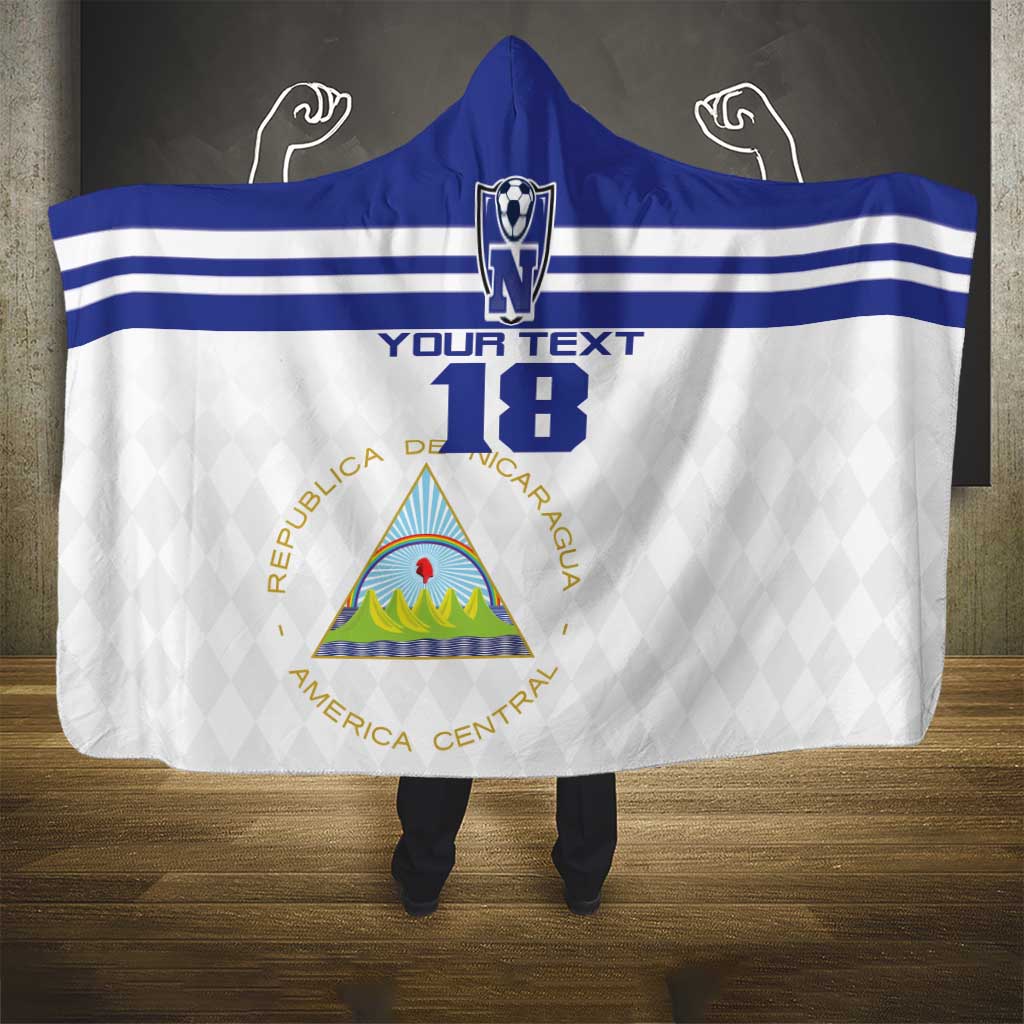 Custom Nicaragua Football Hooded Blanket La Azul y Blanco - Wonder Print Shop
