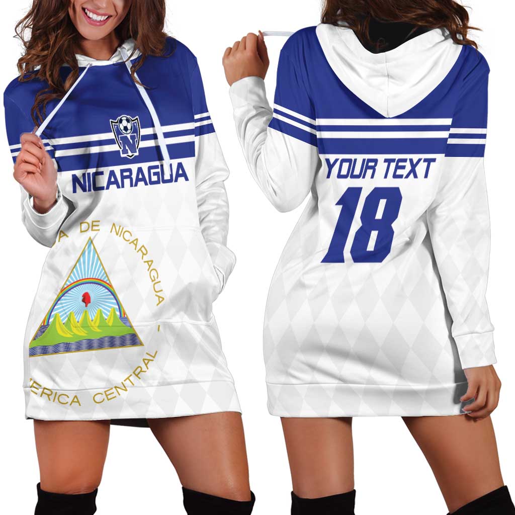 Custom Nicaragua Football Hoodie Dress La Azul y Blanco - Wonder Print Shop