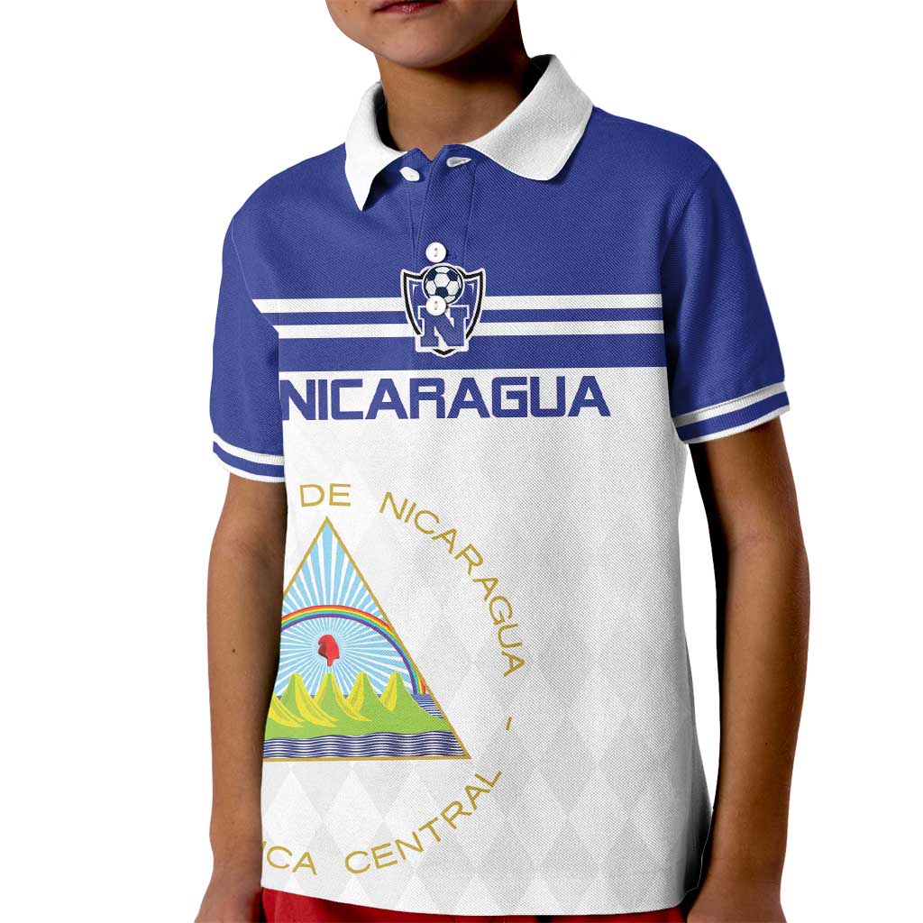Custom Nicaragua Football Kid Polo Shirt La Azul y Blanco - Wonder Print Shop