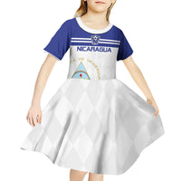 Custom Nicaragua Football Kid Short Sleeve Dress La Azul y Blanco - Wonder Print Shop