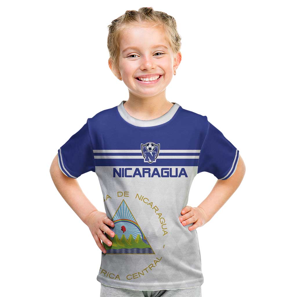 Custom Nicaragua Football Kid T Shirt La Azul y Blanco - Wonder Print Shop
