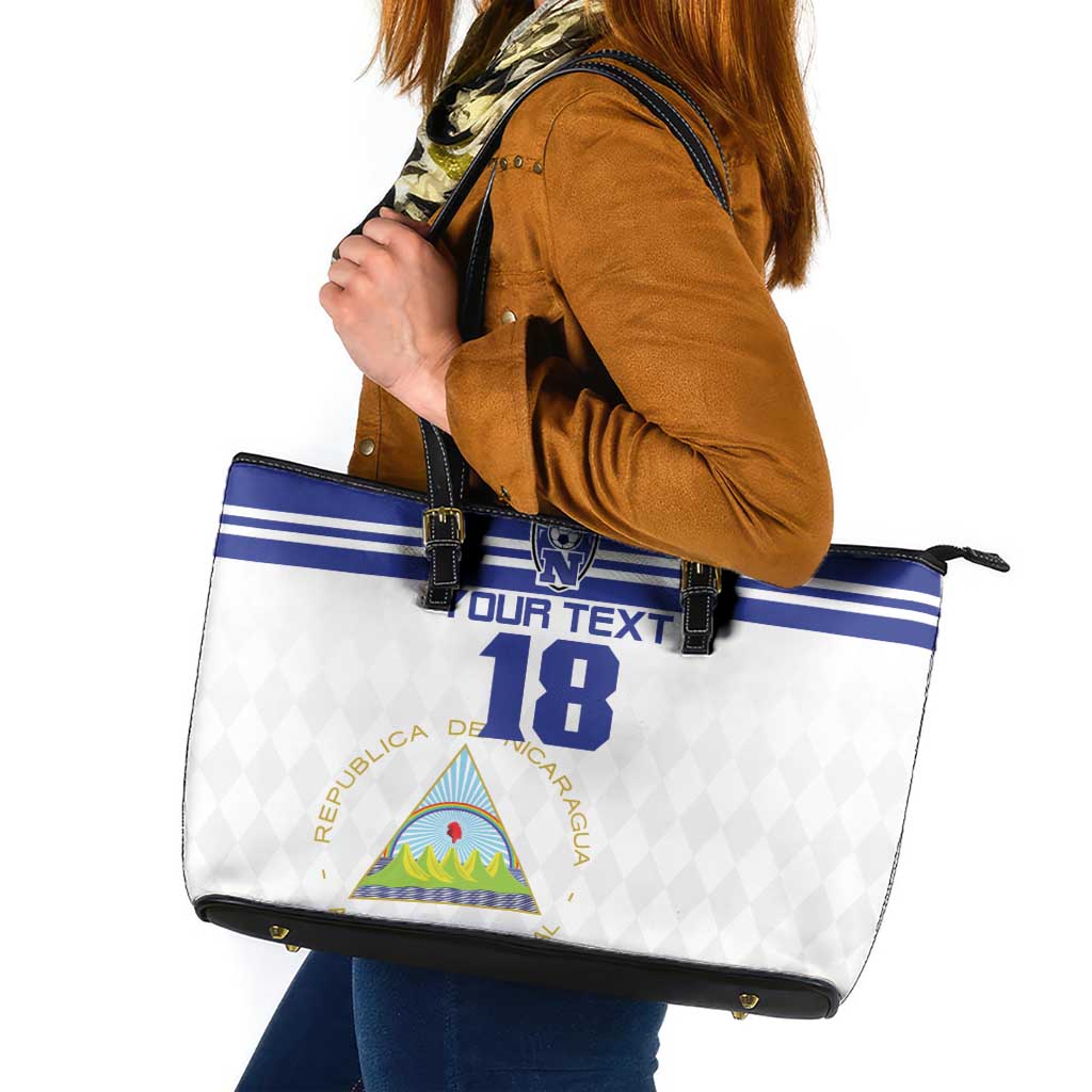 Custom Nicaragua Football Leather Tote Bag La Azul y Blanco - Wonder Print Shop