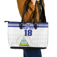Custom Nicaragua Football Leather Tote Bag La Azul y Blanco - Wonder Print Shop