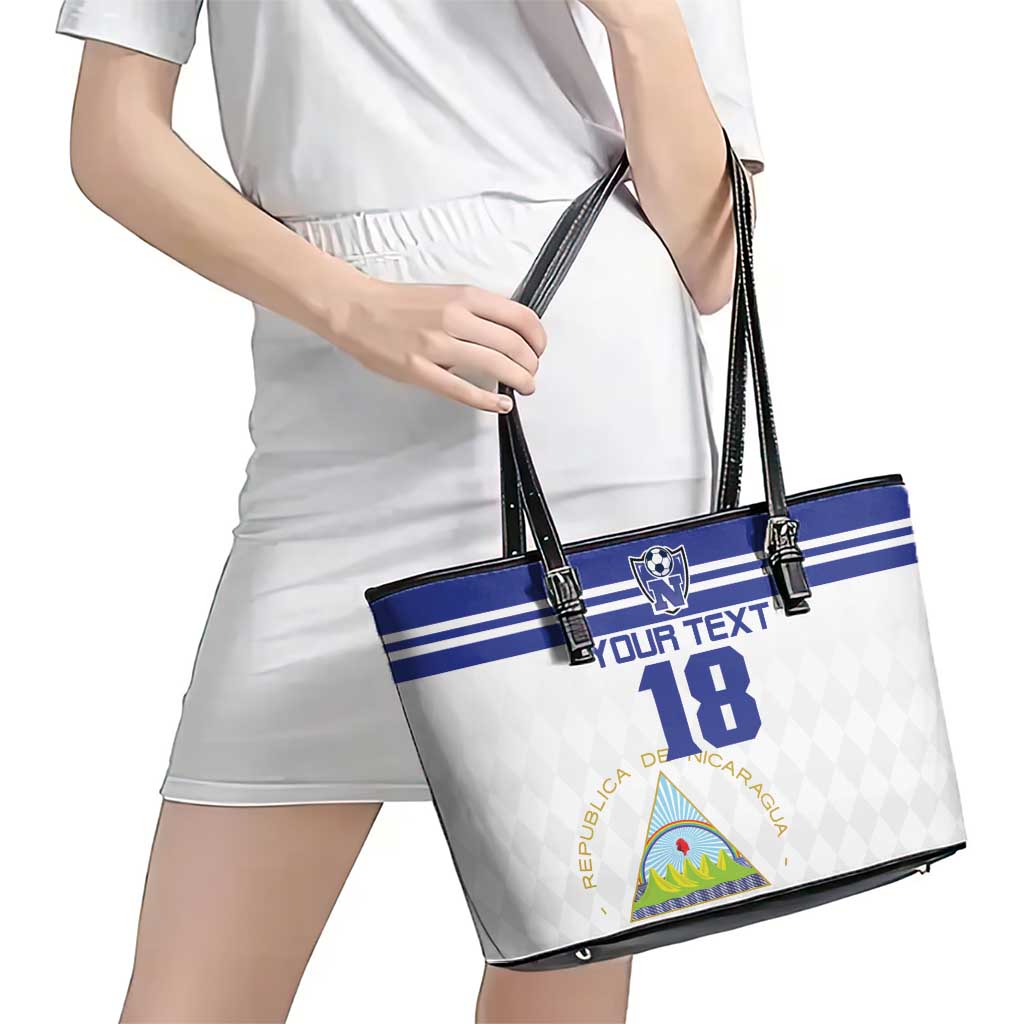 Custom Nicaragua Football Leather Tote Bag La Azul y Blanco - Wonder Print Shop