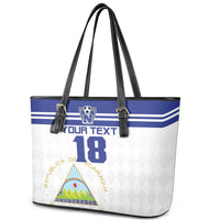 Custom Nicaragua Football Leather Tote Bag La Azul y Blanco - Wonder Print Shop