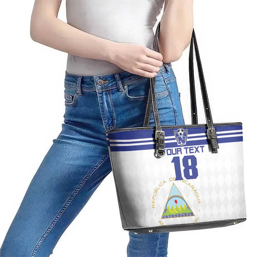 Custom Nicaragua Football Leather Tote Bag La Azul y Blanco - Wonder Print Shop