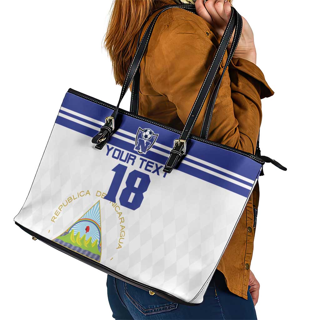 Custom Nicaragua Football Leather Tote Bag La Azul y Blanco - Wonder Print Shop