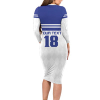 Custom Nicaragua Football Long Sleeve Bodycon Dress La Azul y Blanco - Wonder Print Shop