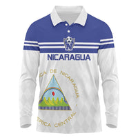 Custom Nicaragua Football Long Sleeve Polo Shirt La Azul y Blanco - Wonder Print Shop