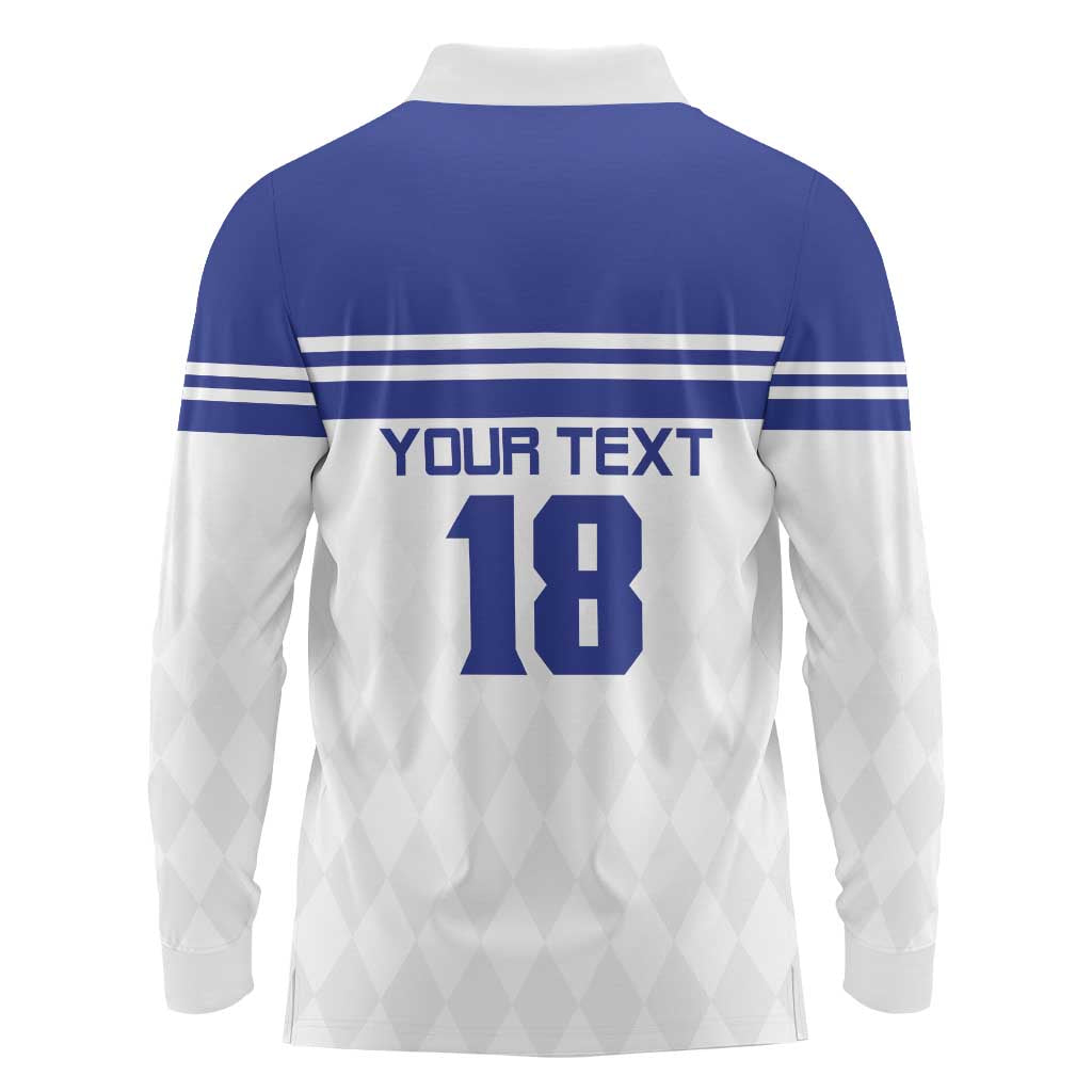 Custom Nicaragua Football Long Sleeve Polo Shirt La Azul y Blanco - Wonder Print Shop