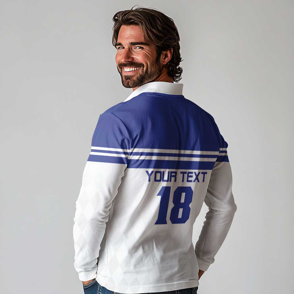 Custom Nicaragua Football Long Sleeve Polo Shirt La Azul y Blanco - Wonder Print Shop