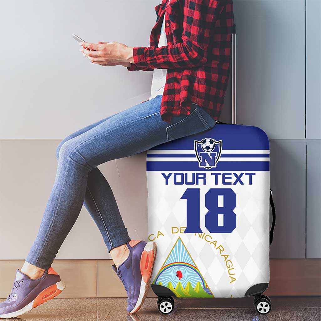 Custom Nicaragua Football Luggage Cover La Azul y Blanco - Wonder Print Shop
