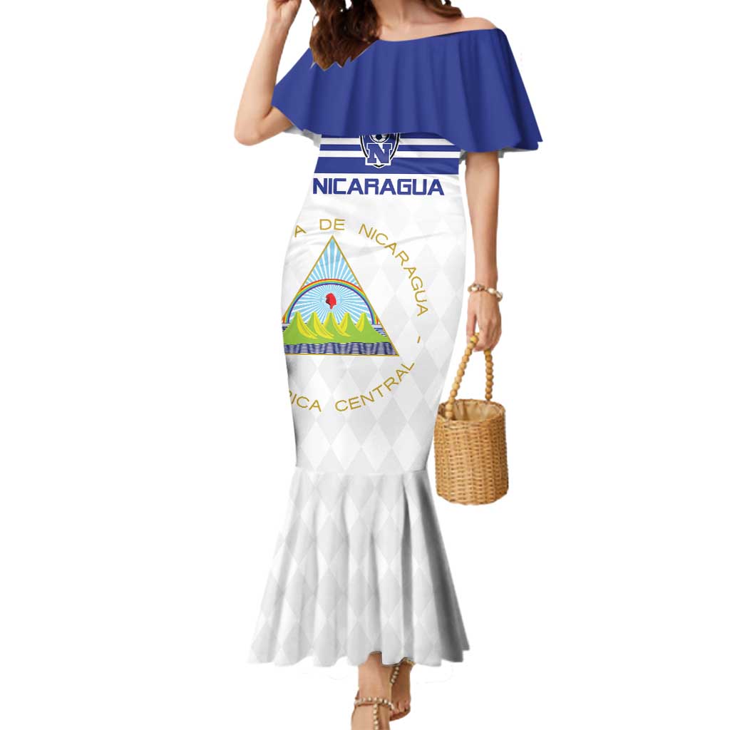 Custom Nicaragua Football Mermaid Dress La Azul y Blanco - Wonder Print Shop