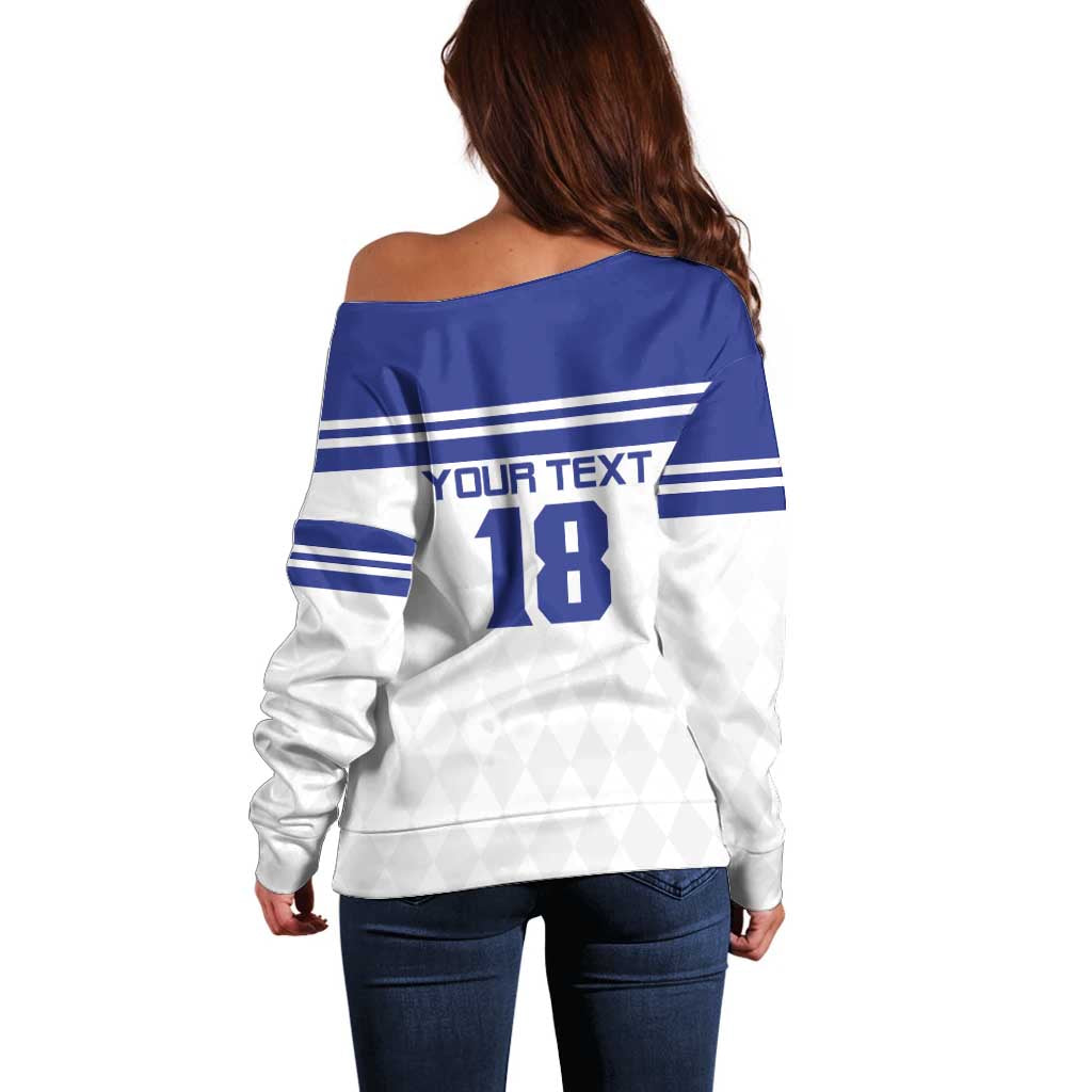 Custom Nicaragua Football Off Shoulder Sweater La Azul y Blanco - Wonder Print Shop