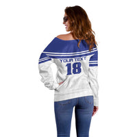 Custom Nicaragua Football Off Shoulder Sweater La Azul y Blanco - Wonder Print Shop