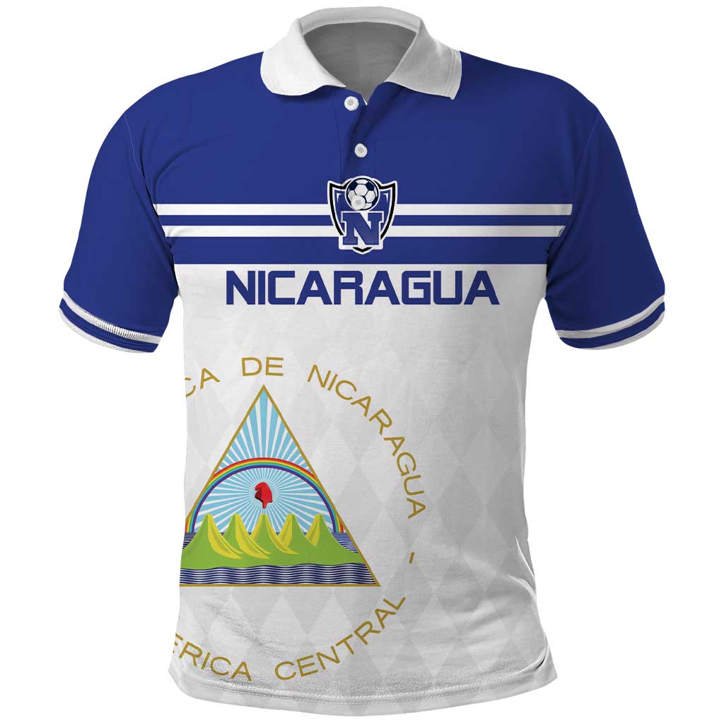 Custom Nicaragua Football Polo Shirt La Azul y Blanco - Wonder Print Shop