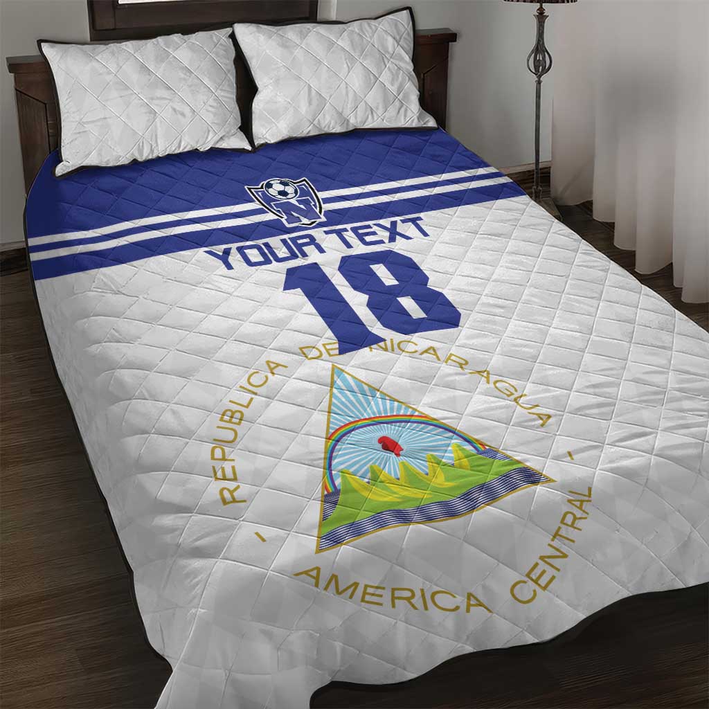 Custom Nicaragua Football Quilt Bed Set La Azul y Blanco - Wonder Print Shop