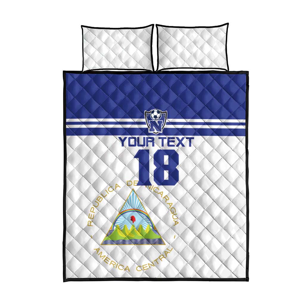 Custom Nicaragua Football Quilt Bed Set La Azul y Blanco - Wonder Print Shop