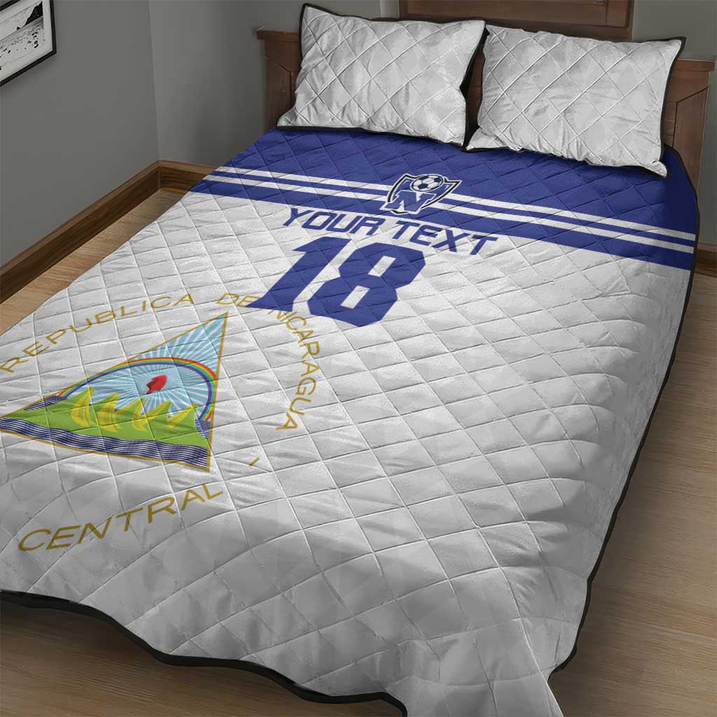 Custom Nicaragua Football Quilt Bed Set La Azul y Blanco - Wonder Print Shop