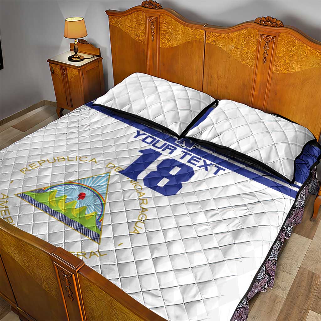 Custom Nicaragua Football Quilt Bed Set La Azul y Blanco - Wonder Print Shop