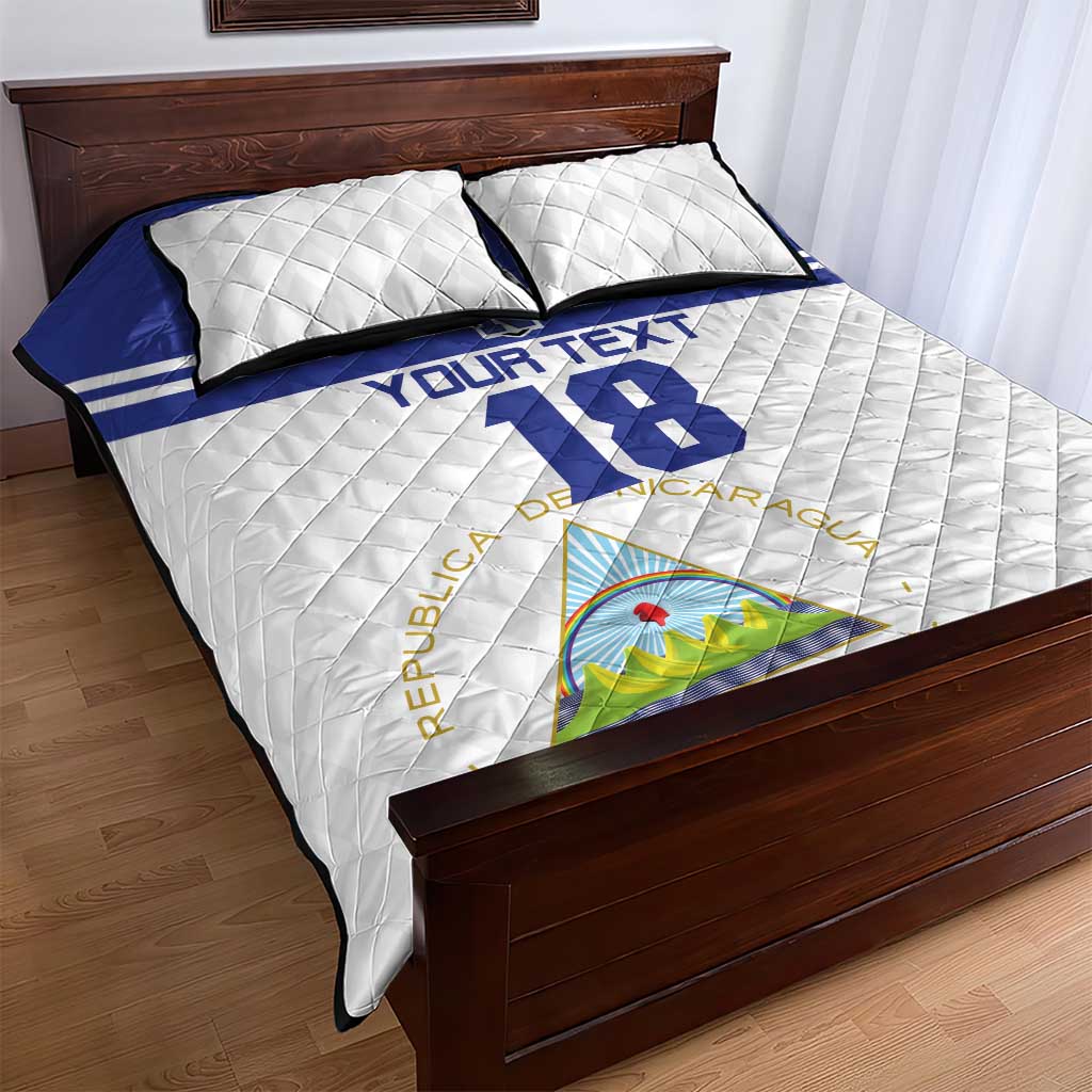 Custom Nicaragua Football Quilt Bed Set La Azul y Blanco - Wonder Print Shop