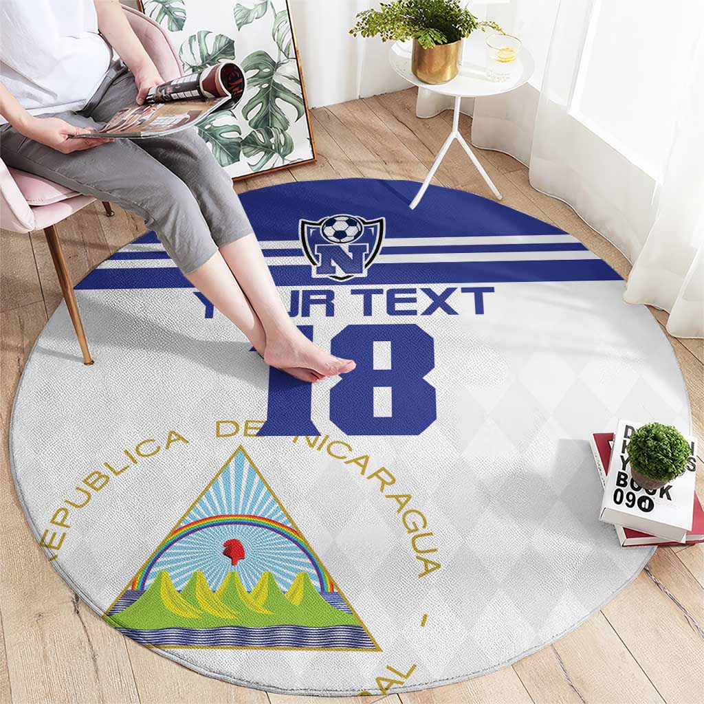 Custom Nicaragua Football Round Carpet La Azul y Blanco - Wonder Print Shop
