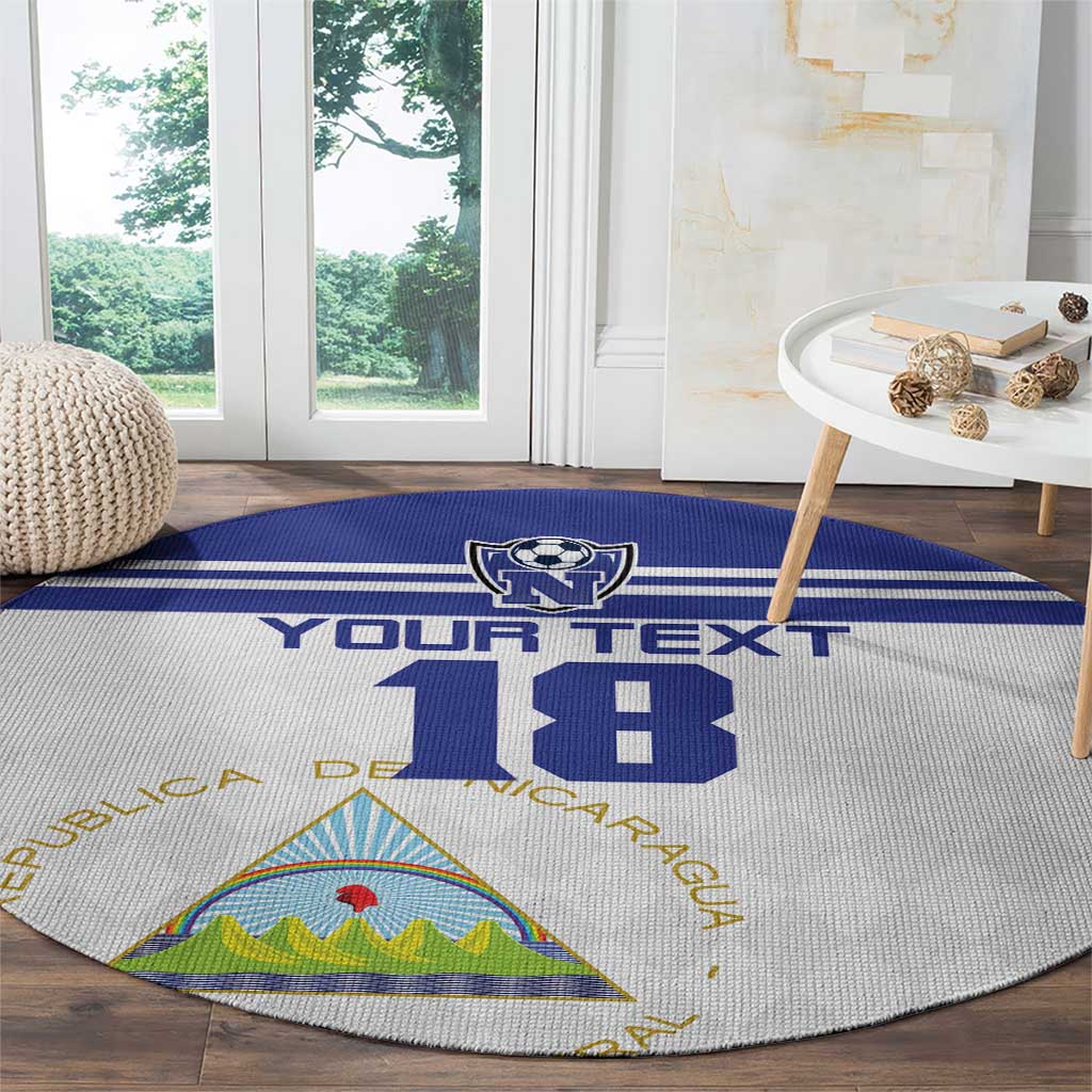 Custom Nicaragua Football Round Carpet La Azul y Blanco - Wonder Print Shop