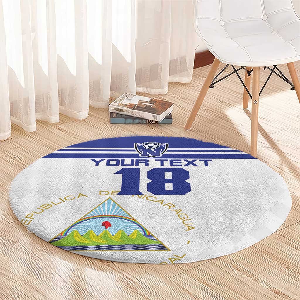 Custom Nicaragua Football Round Carpet La Azul y Blanco - Wonder Print Shop
