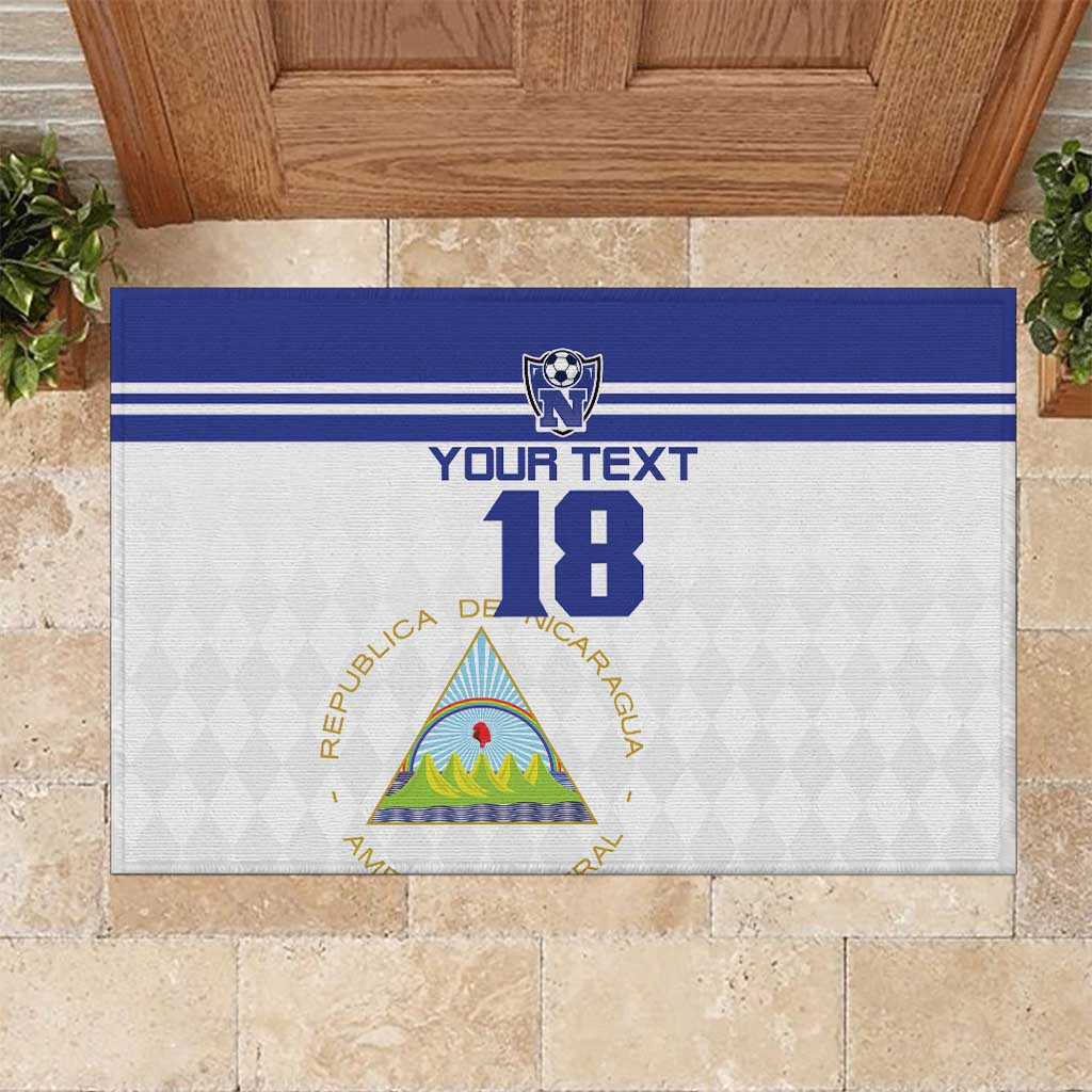 Custom Nicaragua Football Rubber Doormat La Azul y Blanco - Wonder Print Shop