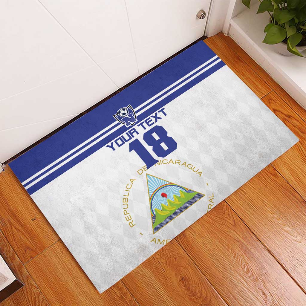 Custom Nicaragua Football Rubber Doormat La Azul y Blanco - Wonder Print Shop