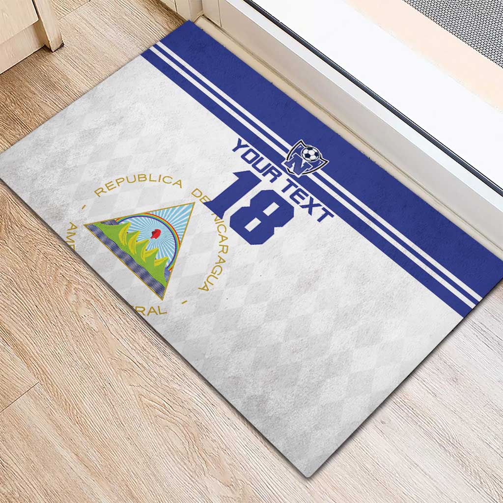 Custom Nicaragua Football Rubber Doormat La Azul y Blanco - Wonder Print Shop