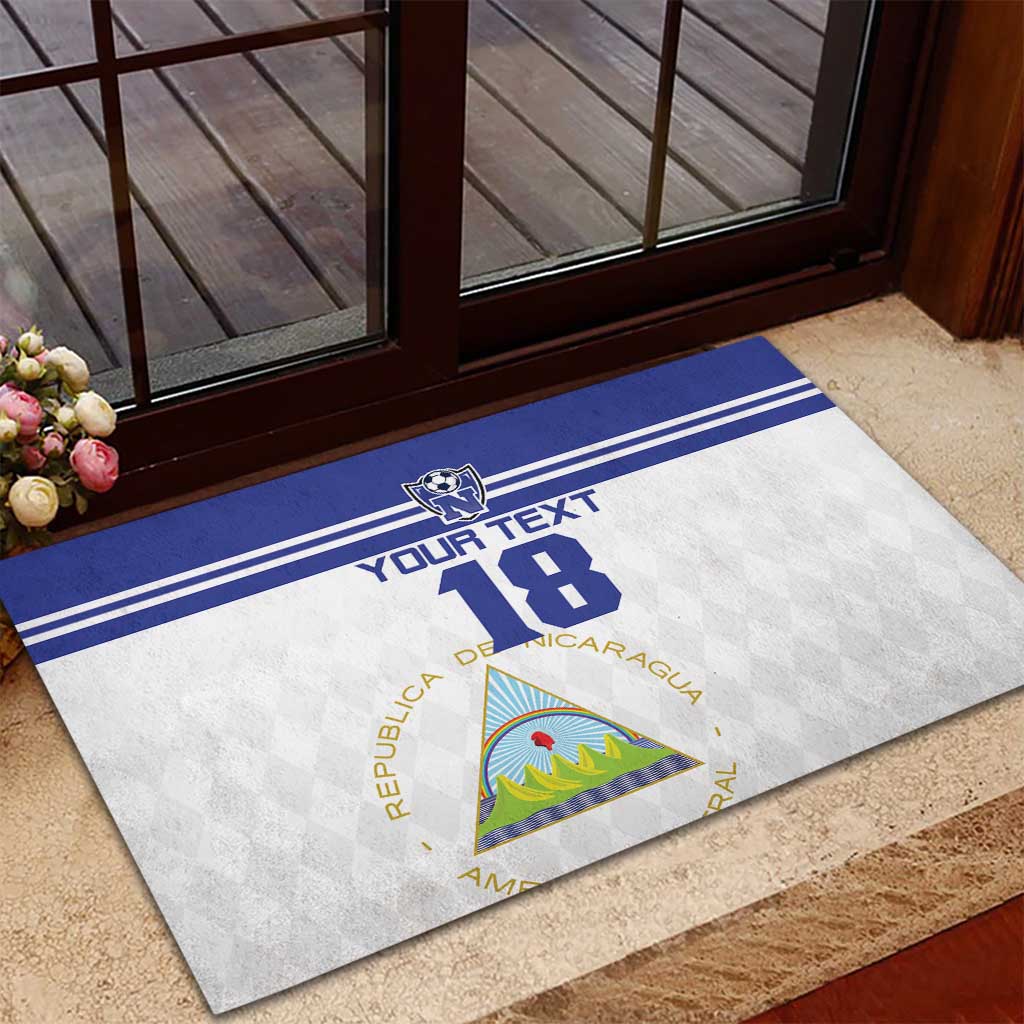 Custom Nicaragua Football Rubber Doormat La Azul y Blanco - Wonder Print Shop