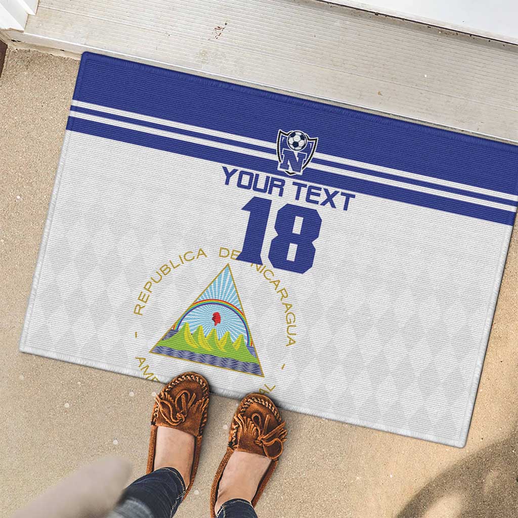 Custom Nicaragua Football Rubber Doormat La Azul y Blanco - Wonder Print Shop