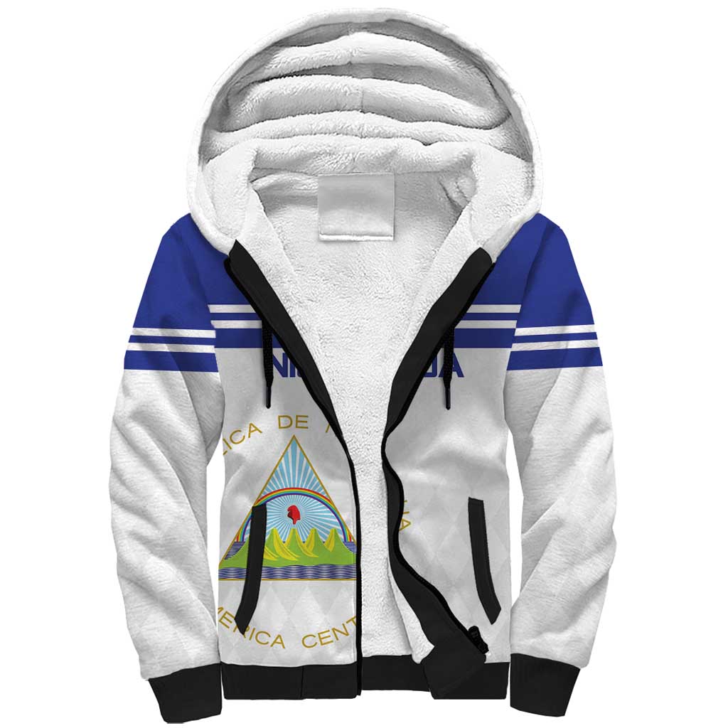 Custom Nicaragua Football Sherpa Hoodie La Azul y Blanco - Wonder Print Shop
