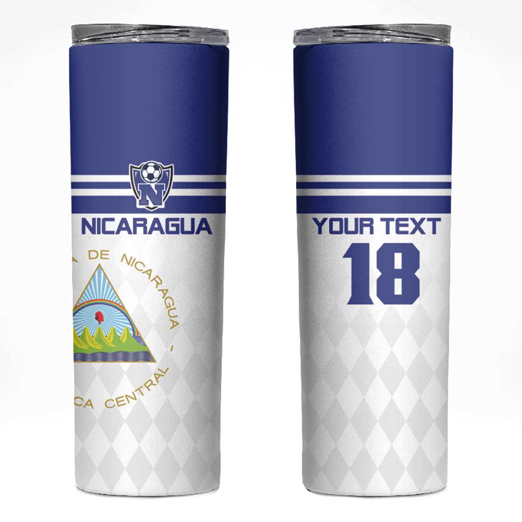 Custom Nicaragua Football Skinny Tumbler La Azul y Blanco - Wonder Print Shop